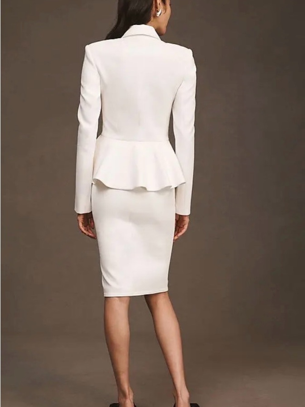 NWT Tadashi Shoji White Peplum Double-Breasted Dress Suit - Picture 2 of 8